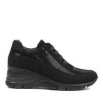 Kadın Siyah Dolgu Topuklu Nubuk Deri Sneaker