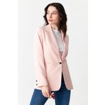 Kadın Siyah Düğme Detaylı Blazer Ceket Pembe 44