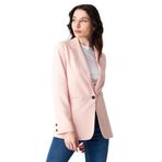 Kadın Siyah Düğme Detaylı Blazer Ceket Pembe 46