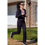 Kadın Siyah Fermuarlı Kapüşonlu Dalgıç Scuba Kumaş Spor Eşofman Takımı 21KESTAX11 - 4XL