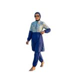Kadın Siyah Fuşya Fermuarlı Çantalı Boneli Tam Kapalı Su İticili Tesettür Paraşüt Mayo Takım_2306, 00423 Saks, XL