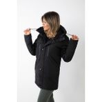 Kadın Siyah Içi Polarlı Su ve Rüzgar Geçirmez Kapüşonlu Kışlık Mont & Kaban & Parka - 3XL