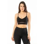 Kadın Siyah İp Askılı Pedli Dalgıç Kumaş Sporcu Büstiyeri 6398 (Siyah, L-XL)
