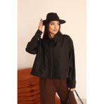 Kadın Siyah Kısa Oversize Trençkot - 40