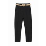 Kadin Siyah Quzu Hasır Kemerli Pantolon Jean 21Y70840-Siyah