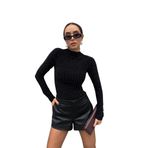 Kadın Siyah Sandy Kumaş Taşlı Bluz 30098