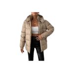 Kadın Siyah Su Ve Rüzgar Geçirmez Oversize Kapüşonlu Kışlık Şişme Mont & Kaban & Parka - 137 Bej XS