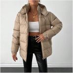 Kadın Siyah Su ve Rüzgar Geçirmez Oversize Kapüşonlu Kışlık Şişme Mont & Kaban & Parka - 137 - Bej