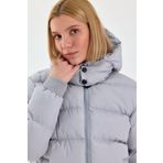 Kadın Siyah Su Ve Rüzgar Geçirmez Oversize Kapüşonlu Kışlık Şişme Mont & Kaban & Parka - 137 Gri XL