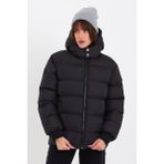Kadın Siyah Su ve Rüzgar Geçirmez Oversize Kapüşonlu Kışlık Şişme Mont & Kaban & Parka - 137 - XS