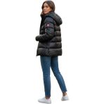 Kadın Siyah Tam Dolum Şişme Mont – Kapüşonlu, Ultra Sıcak Tutan, Parlak Kumaş Kışlık Mont (74 Cm) - Beyaz