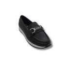 Kadın Siyah Taşlı Tokalı Comfort Loafer Ayakkabı, Rahat Taban, Düz Kadın Babet Ayakkabı Tarzkldüztas1