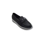 Kadın Siyah Taşlı Tokalı Comfort Loafer Ayakkabı, Rahat Taban, Düz Kadın Babet Ayakkabı Taslıtokalıtarzkl1