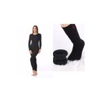 Kadın Siyah Termal Terletmeyen Içlik Alt Üst Takım Termal Çorap Hediyeli, siyah, S, BTTBAK1034567897rtewsddf