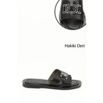Kadın Siyah Tokalı Hakiki Deri Terlik