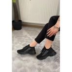 Kadın Siyah Triko Taşlı Spor Ayakkabı & Sneaker