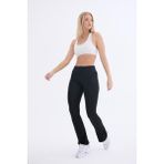 Kadın Siyah Yüksek Bel Toparlayıcı Çift Cepli Ispanyol Paça Tayt Bootcut - M