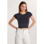 Kadın Slim Fit Dar Kesim Düz Basic Bisiklet Yaka Antrasit Tişört