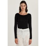 Kadın Slim Fit Dar Kesim Uzun Kollu Viskon Siyah Bluz