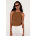 Kadın Slim Fit Halter Yaka Modal Kumaş Kahverengi Body Atlet