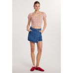 Kadın Slim Fit Lastikli Kısa Kol Kare Yaka Bluz