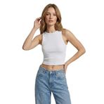 Kadın Slimfit Fitilli Halter Yaka Esnek Örme Crop Atlet (Beyaz, L)