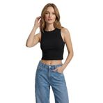 Kadın Slimfit Fitilli Halter Yaka Esnek Örme Crop Atlet (Siyah, M)