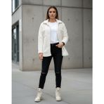 Kadın Slimfit Peluş, Polar, Düğmeli, Teddy Gömlek Yaka, Cepli, Sıcak Tutucu Yumuşak Kışlık Ceket - Beyaz