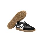 Kadın Sneaker Bağcıklı Düz Taban Spor Ayakkabı Sam Siyah Beyaz Suni Deri 40