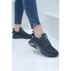 Kadın Sneaker Casual Rahat Bağcıklı Fileli Triko Spor Ayakkabı 1021-101-0014 - Füme