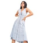 Kadın Snow Kot Rengi Fermuarlı Çan Form Denim Elbise Snow Kot Rengi 34