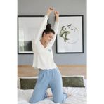 Kadın Soft Touch Fitilli Uzun Kollu Pijama Takımı