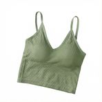 Kadın Spor Crop Top, İnce Askılı Yazlık Bralet, Yumuşak Dokulu Atletik Üst, Sarı Renk (YEŞİL)