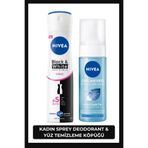 Kadın Sprey Deodorant Black & White Invisible Clear 150ml ve Canlandırıcı Yüz Yıkama Köpüğü 150ml