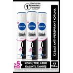 Kadın Sprey Deodorant Black&White Invisible Clear 150ml, 72 Saat Anti-perspirant Koruma, X3 Adet