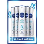 Kadın Sprey Deodorant Fresh Natural 150ml, Ter Kokusuna Karşı 48 Saat Deodorant Koruması, X5 Adet