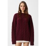 Kadın Stella Yumuşak Oversize Bordo Triko Kazak - Standart