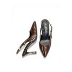 Kadın Stiletto Kahverengi Rugan Sivri Burun Orta Topuk Taşlı Toka Yeni Sezon F6180 Kahverengi 38