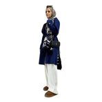 Kadın Süet Dokulu Ceket Pantolon Takım, Tesettür Giyim Alt Üst Takım, Yumuşak Kemerli - Lacivert Asel-A3094 / 42-44