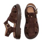 Kadın Süet Ortopedik Sandalet Ayarlanabilir Kemerli Rahat Günlük Terlik | 3 cm Poli Taban Kaymaz Rahat Yazlık Sandalet (Kahverengi, EU Ayakkabı Beden Sistemi, Yetişkin, Kadın, Sayısal, Orta, 38)