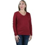 Kadın Süprem Uzun Kollu V Yaka Tişört - Bordo