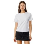 Kadın T-shirt Kısa Kollu Organik Pamuklu Bisiklet Yaka Crop T-shirt KADIN-T-SHIRT Beyaz L