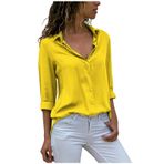 Kadın T Shirt Tops Tee Kadınlar için Yüksek Boyun Şifon Gevşek Fit Uzun Hırka Düz Sonbahar Kış Tee Gömlek 2025 Y2K, C-354 Hardal Sarısı, 6XL