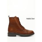 Kadın Taba Antik Fermuarlı Hakiki Deri Postal Bot
