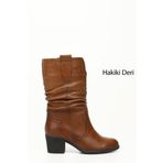 Kadın Taba Antik Kalın Topuklu Körüklü Hakiki Deri Çizme