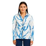 Kadın Tam Fermuarlı Desenli Polar Sweat Lightning Desen Yakalı, Uzun Kollu, Oversize Rahat Kalıp - Beyaz