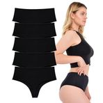 Kadın Tanga, Yüksek Bel Tanga, 5li Paket, Siyah, S