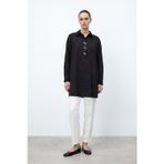 Kadın Taş Aksesuarlı Gömlek Yaka Tunik – 26S-10774TUN - BLACK
