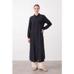 Kadın Taş Detaylı Uzun Gömlek Tunik- 10799TUN - BLACK