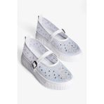 Kadın Taşlı Sneaker Babet Bantlı Günlük Şık Novira Beyaz